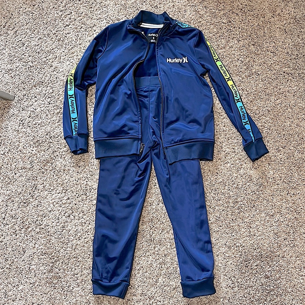 Boys Hurley sweatsuit blue and neon size 6